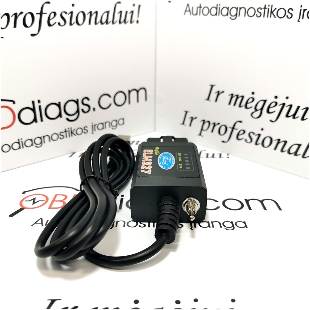 ELM327 Forscan su jungikliu FORD / MAZDA diagnostikos įranga 2 ELM327 Forscan su jungikliu FORD / MAZDA diagnostikos įranga 2